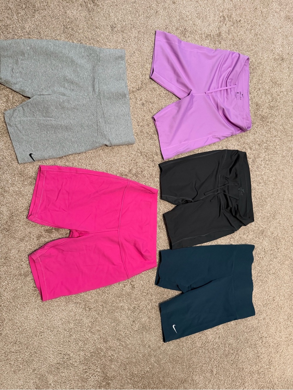 5 pack women shorts. 4 Nike 1 lululemon